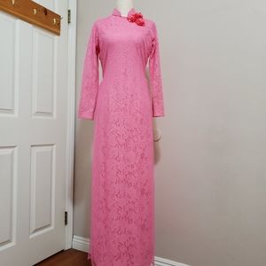 Ao dai 6ta, hot pink lace